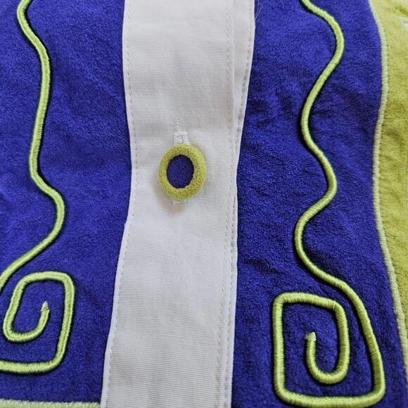 Karen McCarty Vintage 90's microfiber purple and green cowboy shirt, size M - Picture 4 of 6